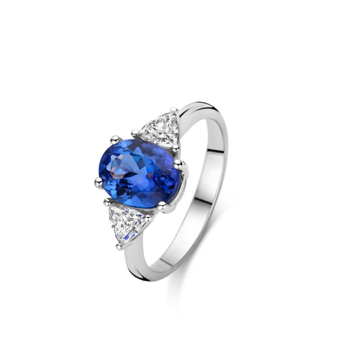 Bague en or blanc, tanzanite et diamants