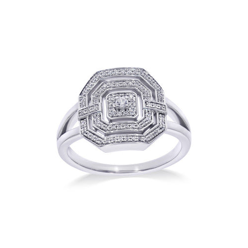 Bague en or blanc et diamants