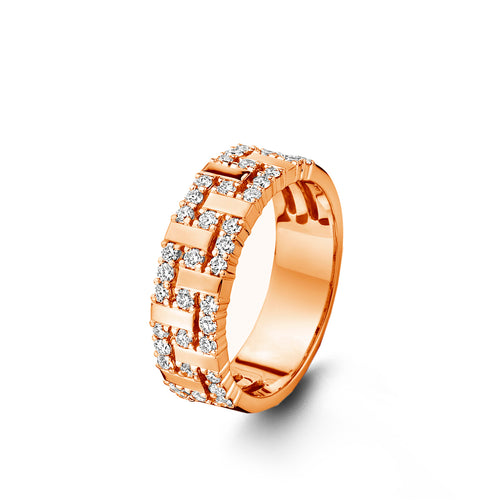 Bague en or rose et diamants