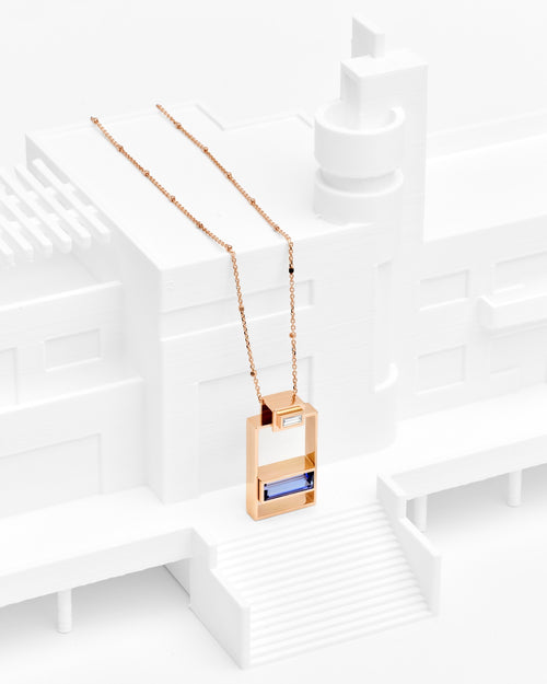 Pendentif en or rose, tanzanite et diamant