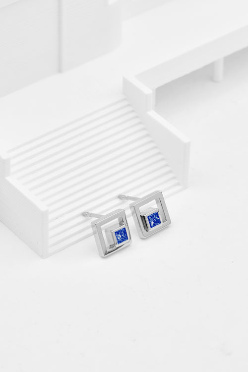 White gold and sapphire earrings