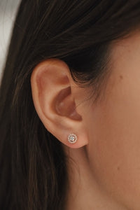 Boucles d'oreilles en or rose et diamants