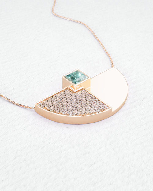 Yellow gold, tourmaline and diamond necklace