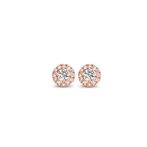 Boucles d'oreilles en or rose et diamants