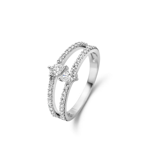 Bague en or blanc et diamants
