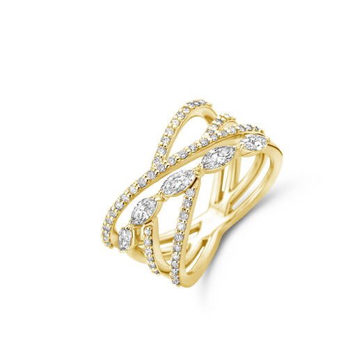 Bague en or jaune et diamants
