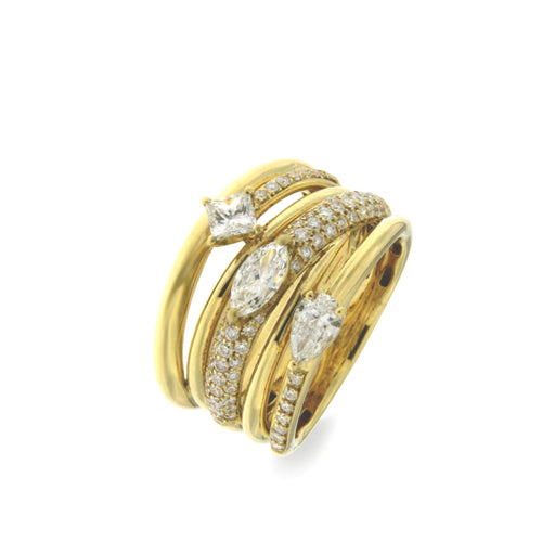 Bague en or jaune et diamants