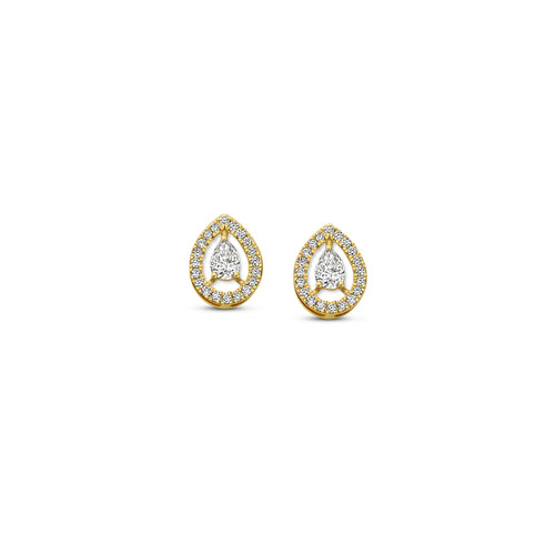Yellow gold and diamond earrings