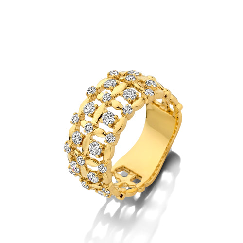 Bague en or jaune et diamants
