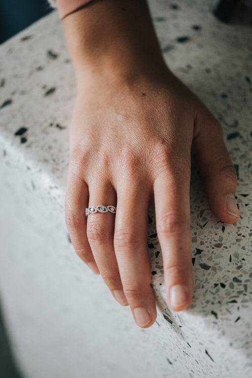 White gold and diamond ring