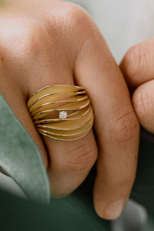 Yellow gold and diamond ring