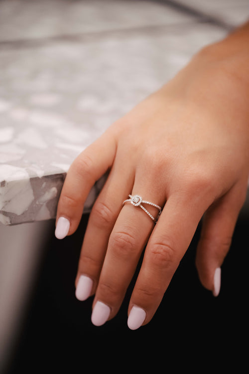 White gold and diamond ring