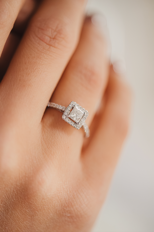 White gold and diamond ring