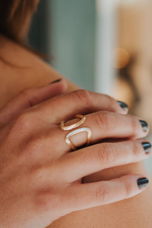 Yellow gold and diamond ring