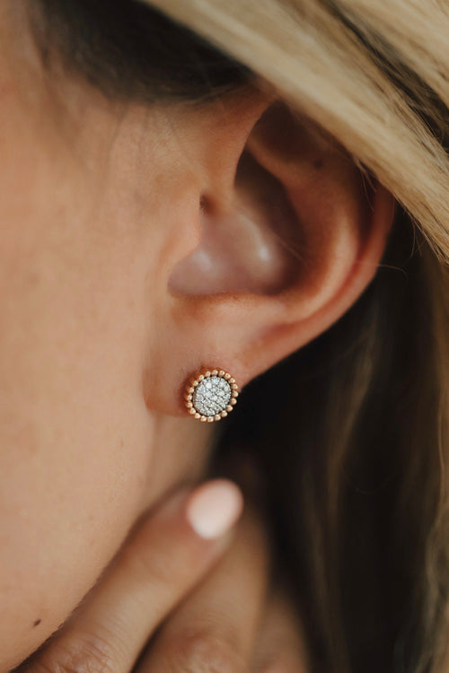 Boucles d'oreille or rose/blanc 18 kt - Diamants naturels non traités 0,24 ct GVS - 2,42 g