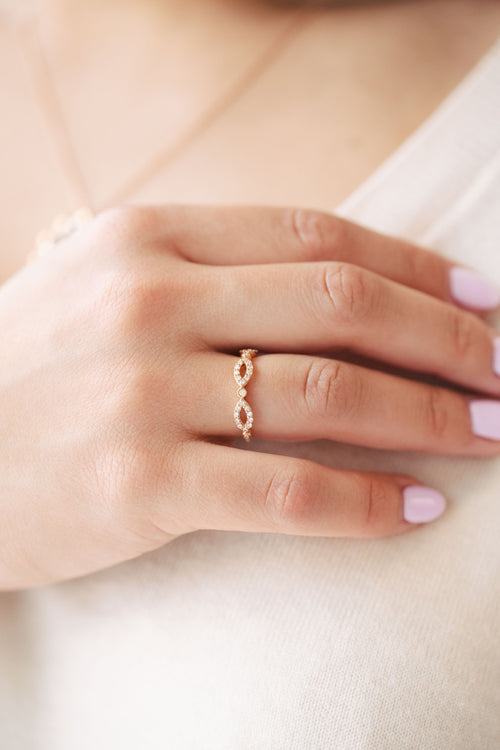 Rose gold and diamond ring