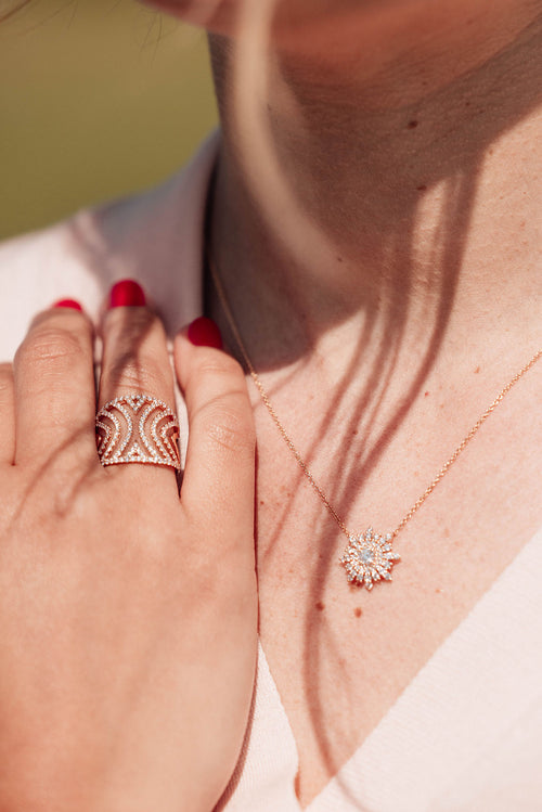 Rose gold and diamond ring