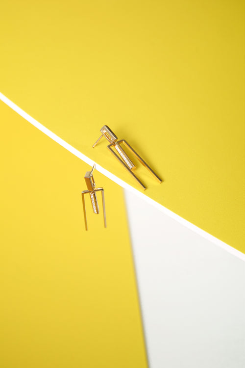 Yellow gold and diamond earrings