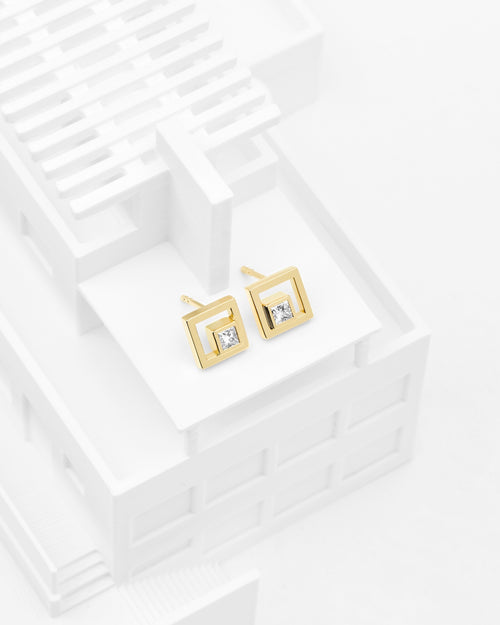 Yellow gold and diamond earrings