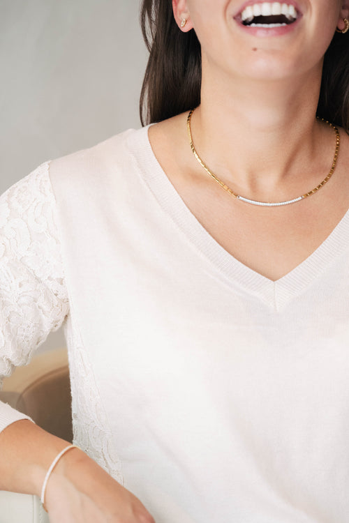 Collier bicolore en or jaune/or blanc et diamants