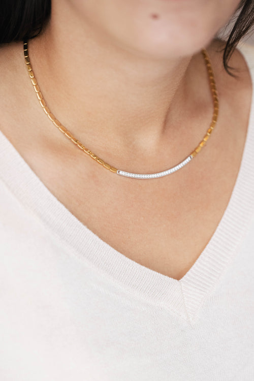 Collier bicolore en or jaune/or blanc et diamants