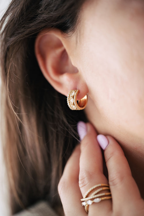Yellow gold and diamond earrings