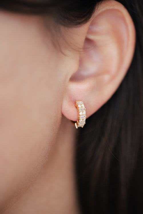 Yellow gold and diamond earrings