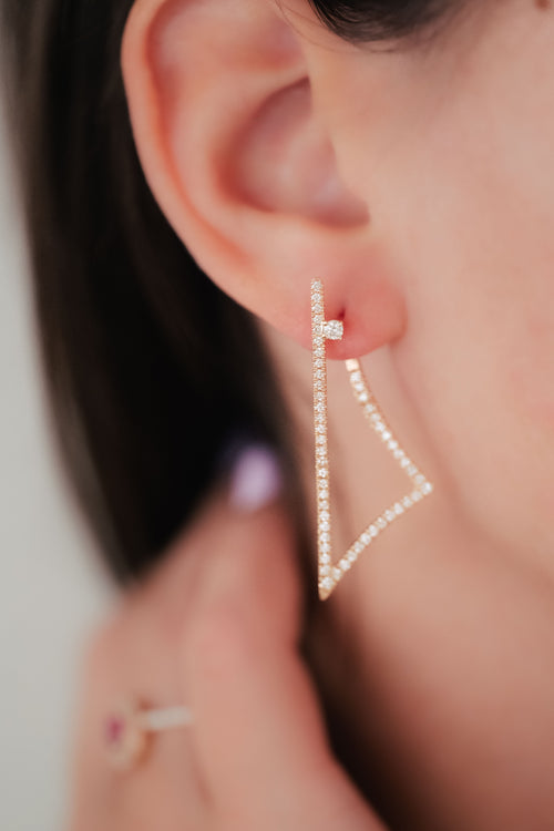 Boucles d'oreilles en or rose et diamants