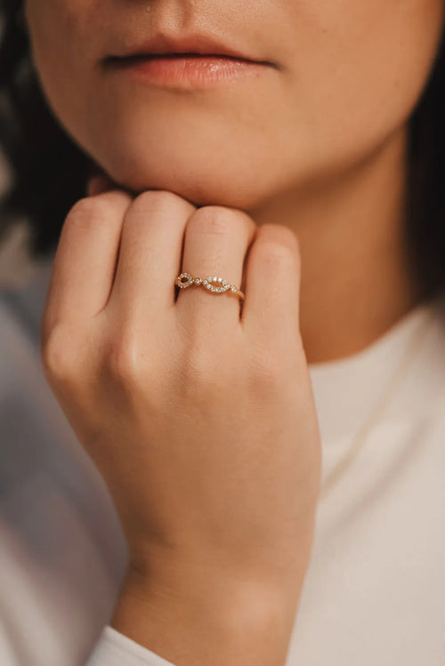 Rose gold and diamond ring