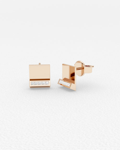 Boucles d'oreilles en or rose et diamants