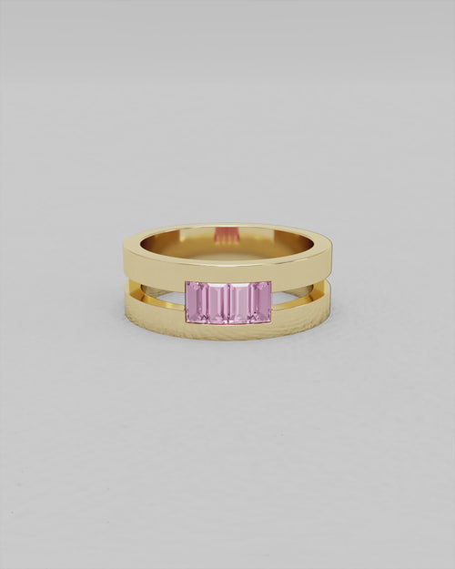Bague en or rose et saphirs roses
