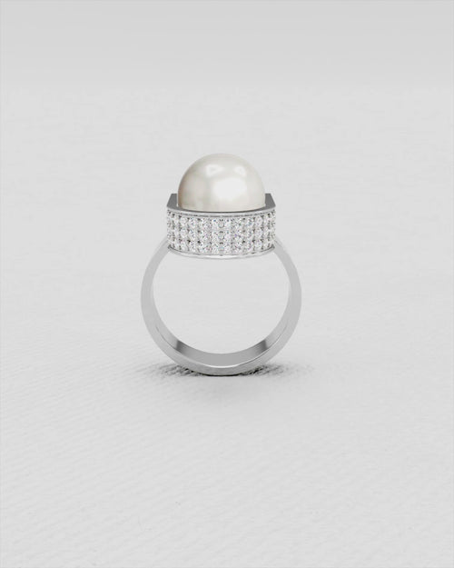 Bague en or jaune et Perle Mer du sud