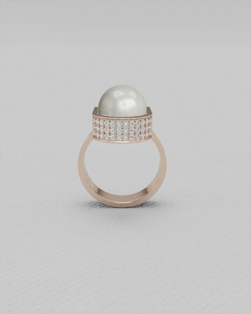 Bague en or jaune et Perle Mer du sud