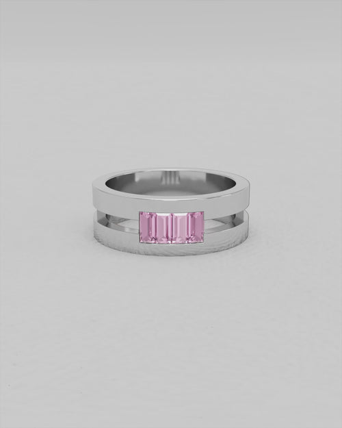 Bague en or rose et saphirs roses