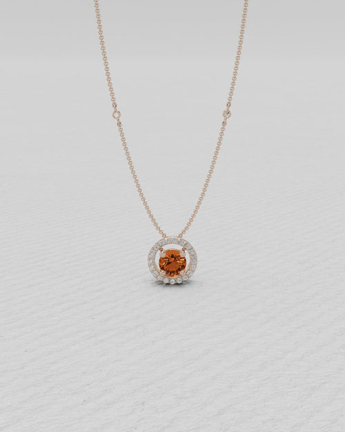Pendentif en or jaune, Grenat mandarin et diamants