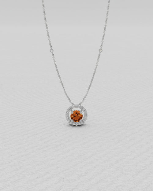 Pendentif en or jaune, Grenat mandarin et diamants