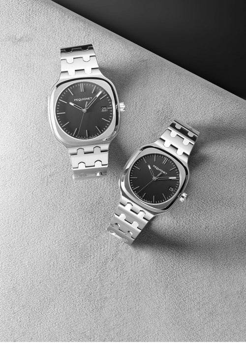 Montre Concorde de la marque Pequignet cadran noir de 40 mm